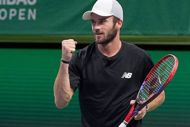 Tommy Paul of United States celebrates his win over Stan Wawrinka of Switzerland of the semifinals match at Stockholm Open at The Royal Tennis Hall on October19, 2024 in Stockholm, Sweden. (Photo by Camilla Stolen Imago) Stockholm Sweden Copyright: xCamillaxStolenx L2420485