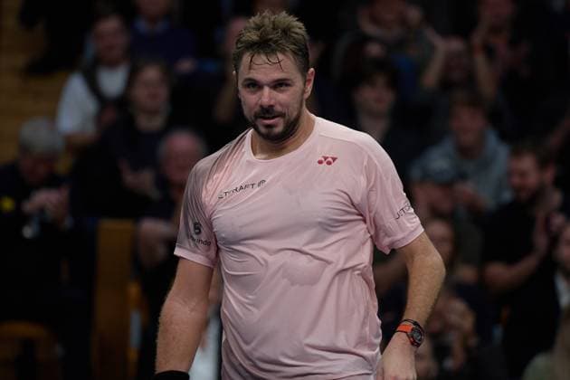 Stan Wawrinka of Switzerland celebrates a point against Tommy Paul of United States during the semifinals match of Stockholm Open at The Royal Tennis Hall on October19, 2024 in Stockholm, Sweden. (Photo by Camilla Stolen Imago) Stockholm Sweden Copyright: xCamillaxStolenx L2420419