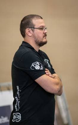 Volleyball, Season 2024 2025, 2 Bundesliga Nord, 19 10 2024, 4 Matchday, Men, TuB Bocholt blue vs Kieler TV red Markus Friedrich Coach TuB Bocholt , Bocholt Sporthalle West Nordrhein Westfalen Germany 241019_vb_tub-bocholt_kieler-tv_33882