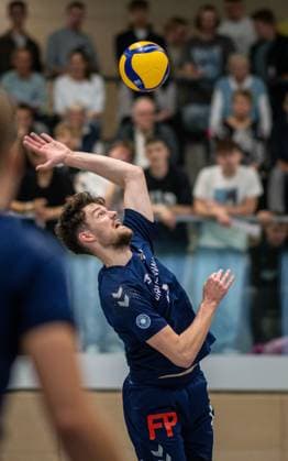 Volleyball, Season 2024 2025, 2 Bundesliga Nord, 19 10 2024, 4 Matchday, Men, TuB Bocholt blue vs Kieler TV red Tobias Brendgen TuB Bocholt , Bocholt Sporthalle West Nordrhein Westfalen Germany 241019_vb_tub-bocholt_kieler-tv_33921
