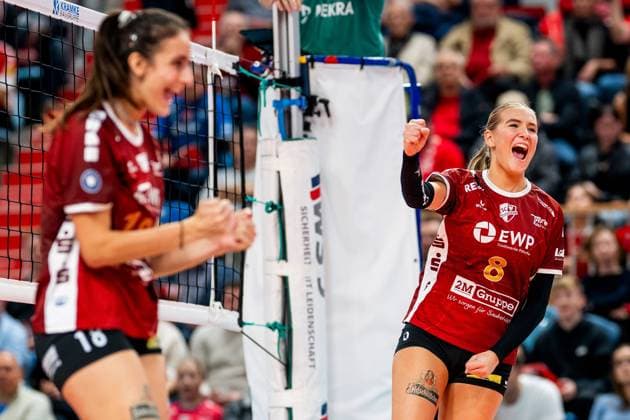 19 10 2024, Volleyball, Women, Volleyball Bundesliga, Season 2024 2025, SC Potsdam VfB Suhl LOTTO Thüringen In the picture from l Michelle Bachmann SC Potsdam Potsdam MBS Arena Potsdam Brandenburg Germany