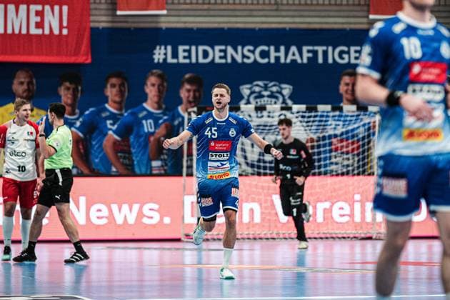 Goal celebration Jan Eric Speckmann VfL Luebeck Schwartau, 45 GER, VfL Luebeck Schwartau vs HBW Balingen Weilstetten, Handball, 2 Bundesliga, Matchday 7, Season 2024 2025, 19 10 2024 GER, VfL Luebeck Schwartau vs HBW Balingen Weilstetten, Handball, 2 Bundesliga, Matchday 7, Season 2024 2025, 19 10 2024 Luebeck Copyright: xEibner-Pressefoto MarcelxvonxFehrnx EP_MFN