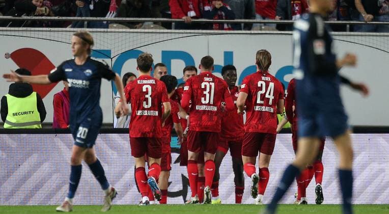 1 0 FCK by Ragnar Ache 9, FC Kaiserslautern 19 10 2024, Football, 2 Bundesliga, FC Kaiserslautern SC Paderborn 07, 9 Matchday, Season 2024 25, Fritz Walter Stadion, Kaiserslautern, Germany, zmdz, DFB DFL regulations prohibit any use of photographs as image sequences and or quasi video FC Kaiserslautern SC Paderborn 07
