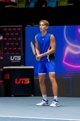 19 10 2024, Tennis, Ultimate Tennis Showdown, League 2024, Event 3 Day 2 Young talent Justin Engel GER on the Center Court Frankfurt am Main Süwag Energie Arena Hessen Germany