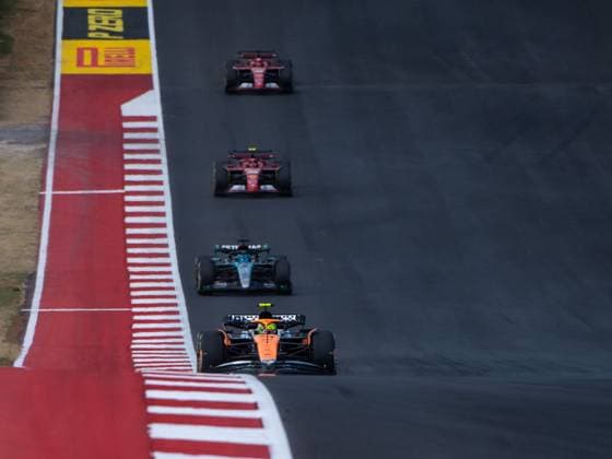 Lando Norris McLaren Formula 1 Team, Great Britain, 04 in the McLaren MCL38 ahead of George Russell Mercedes AMG Petronas Formula One Team, Great Britain, 63 , Carlos Sainz Scuderia Ferrari HP, Spain, 55 , Charles Leclerc Scuderia Ferrari HP, Monaco, 16 , USA, Formula 1 World Championship, Pirelli Grand Prix of the United States of America, Circuit of the Americas Austin, Sprint Race, 19 10 2024 USA, Formula 1 World Championship, Pirelli Grand Prix of the United States of America, Circuit of the Americas Austin, Sprint Race, 19 10 2024 Austin Copyright: xEibner-Pressefoto Memmlerx EP_MMR