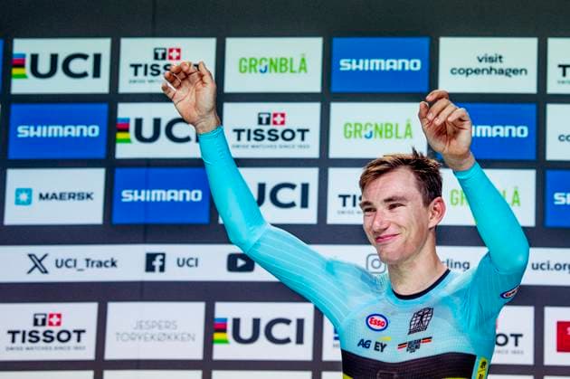 241019 Lindsay de Vylder of Belgium celebrates after Mens Omnium Points Race 4 4 during day 4 of the 2024 UCI Tissot Track Cycling World Championships on October 19, 2024 in Ballerup Photo Christian Örnberg BILDBYRAN COP 166 CO0481 cykling cycling sykling cykel vm cykel2024 uci tissot track cycling world championships wc 2024 uci tissot track cycling world championships 4 bbeng grappa33 jubel  Copyright: CHRISTIANxÖRNBERG BB241019CO111