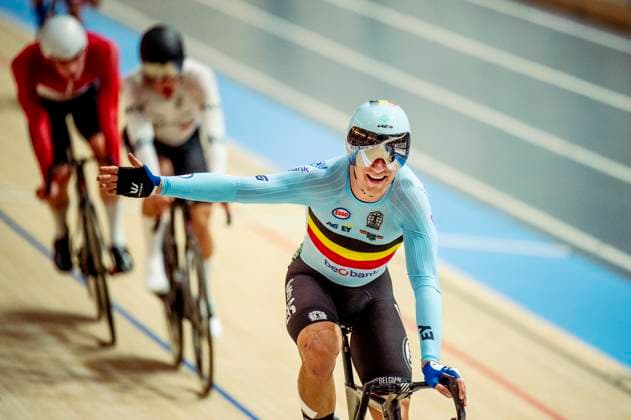 241019 Lindsay de Vylder of Belgium celebrates after Mens Omnium Points Race 4 4 during day 4 of the 2024 UCI Tissot Track Cycling World Championships on October 19, 2024 in Ballerup Photo Christian Örnberg BILDBYRAN COP 166 CO0481 cykling cycling sykling cykel vm cykel2024 uci tissot track cycling world championships wc 2024 uci tissot track cycling world championships 4 bbeng grappa33 jubel  Copyright: CHRISTIANxÖRNBERG BB241019CO121