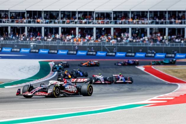 AUSTIN, TX - OCTOBER 19: Kevin Magnussen (20) of Denmark and team MoneyGram Haas F1 Team drives during the Sprint Race at the Formula 1 Pirelli United States Grand Prix on October 19, 2024 at the Circuit of The Americas in Austin, TX. (Photo by Bob Kupbens Icon Sportswire) AUTO: OCT 19 F1 Pirelli United States Grand Prix EDITORIAL USE ONLY Icon2410191341