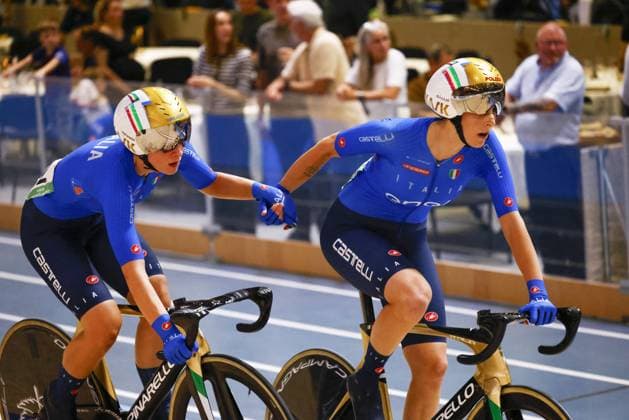CICLISMO - Ciclismo su Pista - Tissot 2024 Track World Championships Tissot Track cycling, Rad, Radsport, Bahnrad, Bahn World Championship, WM, Weltmeisterschaft - Ballerup, Copenaghen, Womenâ??s Madison Final - Consonni Chiara, Guazzini Vittoria, Italy during Tissot 2024 Track World Championships, Track cycling race in Copenhagen, Denmark, October 19 2024 Copenhagen Denmark Copyright: xIPAxSport ABACAx