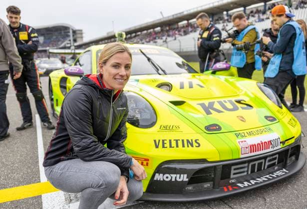 Angelique Kerber in front of Porsche 911 GT3 R 992, Manthey EMA at the DTM race finale at the Hockenheimring Baden Württemberg Date 19 10 2024