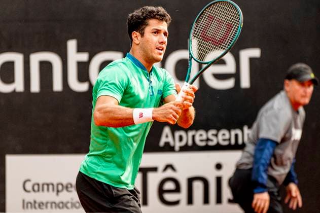 ATP, Tennis Herren Challenger Campinas CAMPINAS, SP - 19.10.2024: ATP CHALLENGER CAMPINAS - Mateus Alves (BRA) in the final (doubles) at the ATP Challenger Campinas (International Tennis Tournament) held at the Sociedade Hípica de Campinas, in the city of Campinas-SP, this Saturday (19). (Photo: Fabio Leoni Fotoarena) x2637010x  FabioxLeoni