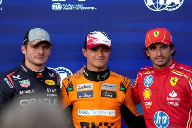 FORMULA 1 PIRELLI UNITED STATES GRAND PRIX 2024 18 10 2024, Circuit of The Americas, Austin, FORMULA 1 PIRELLI UNITED STATES GRAND PRIX 2024 ,in the picture pole position for Lando Norris GBR , McLaren F1 Team, 2nd starting position for Max Verstappen NLD , Oracle Red Bull Racing, 3rd starting position for Carlos Sainz Jr ESP , Scuderia Ferrari HP nordphotoxGmbHx xBratic nph00250