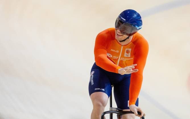 BALLERUP - Harrie Lavreysen in action at the sprint semifinals on the fourth day of the World Track cycling, Rad, Radsport, Bahnrad, Bahn Championships at the Ballerup Super Arena. ANP IRIS VAN DEN BROEK xVIxANPxSportx xxANPxIVx 511341083 originalFilename: 511341083.jpg