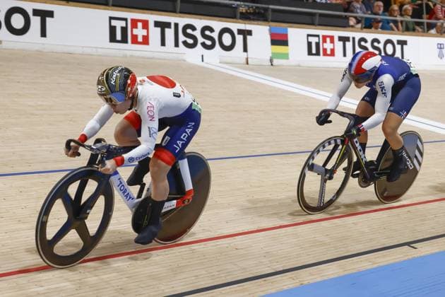 CICLISMO - Ciclismo su Pista - Tissot 2024 Track World Championships Tissot Track cycling, Rad, Radsport, Bahnrad, Bahn World Championship, WM, Weltmeisterschaft - Ballerup, Copenaghen, Den- 18-10-2024 - Womenâ??s Keirin - Sato Mina, Jpn - Mathilde Gros, Fra during Tissot 2024 Track World Championships, Track cycling race in Copenhagen, Denmark, October 20 2024 Copenhagen Denmark Copyright: xIPAxSport ABACAx