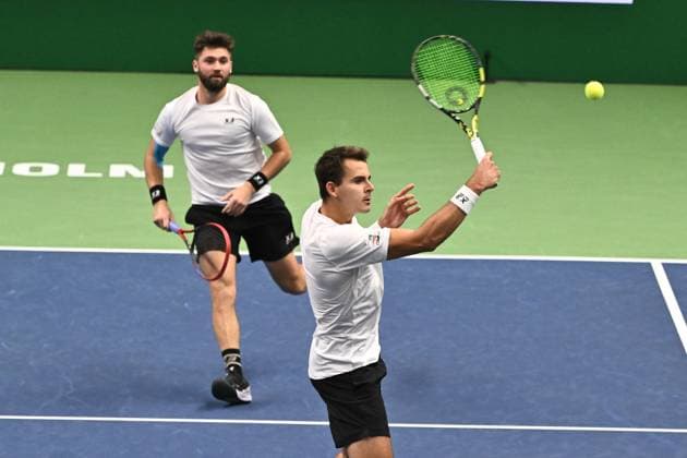 STOCKHOLM, SWEDEN 20241020 Patrik Rikl, Czech Republic and Petr Nouza in the doubles final against Harri Heliövaara Finland, and Henry Patten, Great Britain during the BNP Paribas Nordic Open tennis tournament at the Royal Tennis Hall STOCKHOLM SWEDEN x10090x  Copyright: xClaudioxBresciani TTx TENNIS NORDIC OPEN 2024 DUBBELFINAL