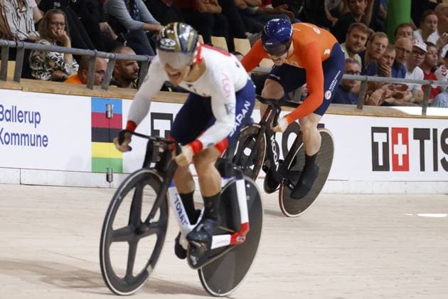 Tissot Track cycling, Rad, Radsport, Bahnrad, Bahn World Championship, WM, Weltmeisterschaft - Ballerup, Copenaghen, Den- 18-10-2024 - Men s Sprint - Ota Kaiya, Japan - Lavreysen Harrie, Ned during Tissot 2024 Track World Championships, Track cycling race in Copenhagen, Denmark, October 20 2024 Copyright: xStefanoxCavasino IPAxSportx xipax xx IPA_50771693 IPA_Agency_IPA50771693