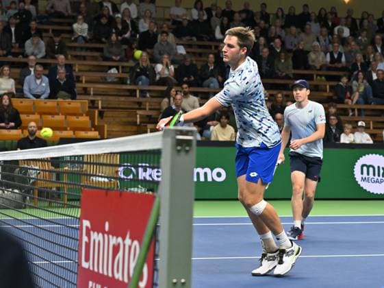 STOCKHOLM, SWEDEN 20241020 Harri Heliövaara Finland, and Henry Patten, Great Britain, in the doubles final against Petr Nouza and Patrik Rikl, Czech Republic, during the BNP Paribas Nordic Open tennis tournament at the Royal Tennis Hall STOCKHOLM SWEDEN x10090x  Copyright: xClaudioxBresciani TTx TENNIS NORDIC OPEN 2024 DUBBELFINAL