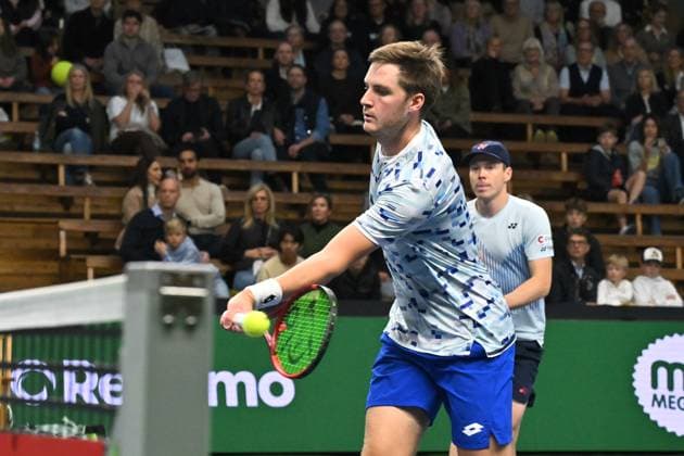 STOCKHOLM, SWEDEN 20241020 Harri Heliövaara Finland, and Henry Patten, Great Britain, in the doubles final against Petr Nouza and Patrik Rikl, Czech Republic, during the BNP Paribas Nordic Open tennis tournament at the Royal Tennis Hall STOCKHOLM SWEDEN x10090x  Copyright: xClaudioxBresciani TTx TENNIS NORDIC OPEN 2024 DUBBELFINAL
