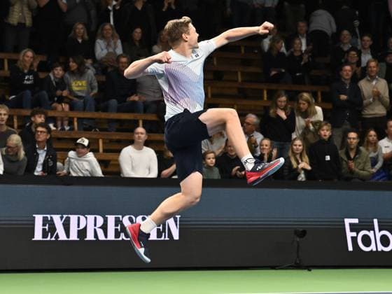 STOCKHOLM, SWEDEN 20241020 Harri Heliövaara pictured, Finland, celebrates after he and Henry Patten, Great Britain, won the doubles final against Petr Nouza and Patrik Rikl, Czech Republic, during the BNP Paribas Nordic Open tennis tournament at the Royal Tennis Hall STOCKHOLM SWEDEN x10090x  Copyright: xClaudioxBresciani TTx TENNIS NORDIC OPEN 2024 DUBBELFINAL
