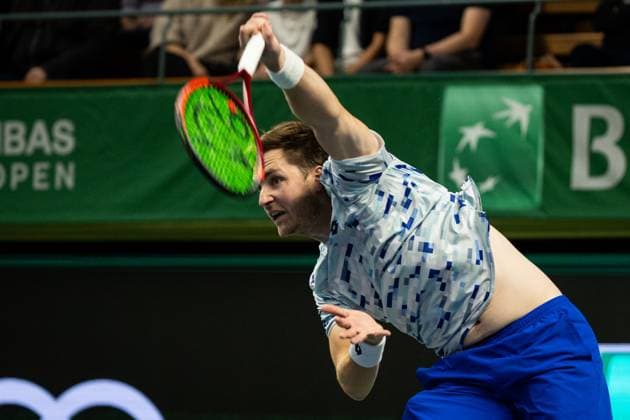 241020 Henry Patten of the United Kingdom competes during the men™s double final on day 9 of the ATP 250 Nordic Open on October 20, 2024 in Stockholm Photo Michael Campanella BILDBYRAN COP 313 MC0109 tennis atp 250 nordic open day 9 finals bbeng  Copyright: MICHAELxCAMPANELLA BB241020MC024