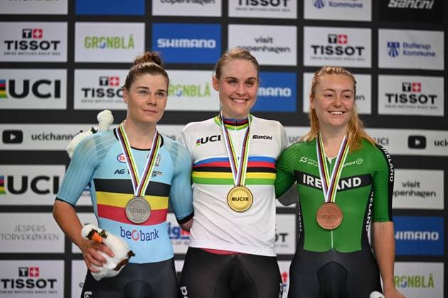 20-10-2024 World Championships Elite Women Track; Giornata 05; 2024, Danimarca; 2024, Belgium; 2024, Irlanda; Leth, Julie; Kopecky, Lotte; Gillespie, Lara; Velodromo Ballerup; 