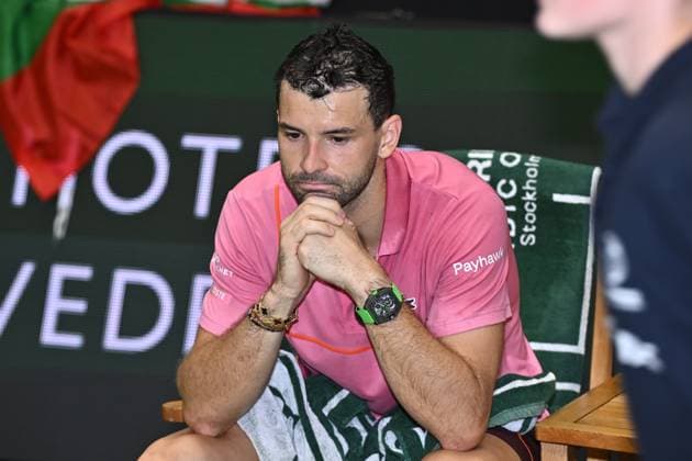 STOCKHOLM, SWEDEN 20241020 Grigor Dimitrov, Bulgaria, is depressed after losing in the singles final against Tommy Paul, USA, during the BNP Paribas Nordic Open tennis tournament at the Royal Tennis Hall STOCKHOLM SWEDEN x10090x  Copyright: xClaudioxBresciani TTx TENNIS NORDIC OPEN 2024 SINGELFINAL