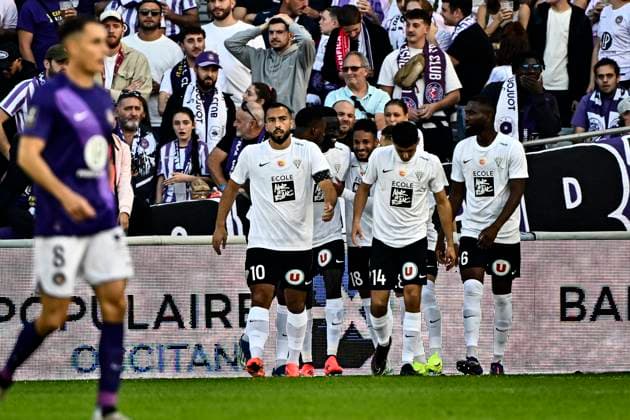 Joie but Ibrahima Niane (sco) FOOTBALL : Toulouse vs Angers - 8eme Journee de Ligue 1 McDonald S - Toulouse - 19 10 2024 ThierryBreton Panoramic 