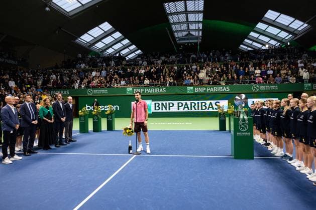 241020 Second place Grigor Dimitrov of Bulgaria after the men™s final on day 9 of the ATP 250 Nordic Open on October 20, 2024 in Stockholm Photo Michael Campanella BILDBYRAN COP 313 MC0109 tennis atp 250 nordic open day 9 finals bbeng  Copyright: MICHAELxCAMPANELLA BB241020MC056