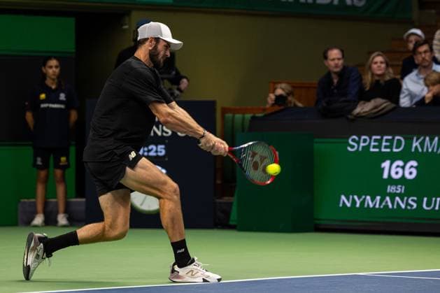 241020 Tommy Paul of the United States competes during the men™s final on day 9 of the ATP 250 Nordic Open on October 20, 2024 in Stockholm Photo Michael Campanella BILDBYRAN COP 313 MC0109 tennis atp 250 nordic open day 9 finals bbeng  Copyright: MICHAELxCAMPANELLA BB241020MC091