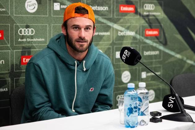 241020 Tommy Paul of the United States gives a press conference after the men™s final on day 9 of the ATP 250 Nordic Open on October 20, 2024 in Stockholm Photo Michael Campanella BILDBYRAN COP 313 MC0109 tennis atp 250 nordic open day 9 finals bbeng  Copyright: MICHAELxCAMPANELLA BB241020MC138