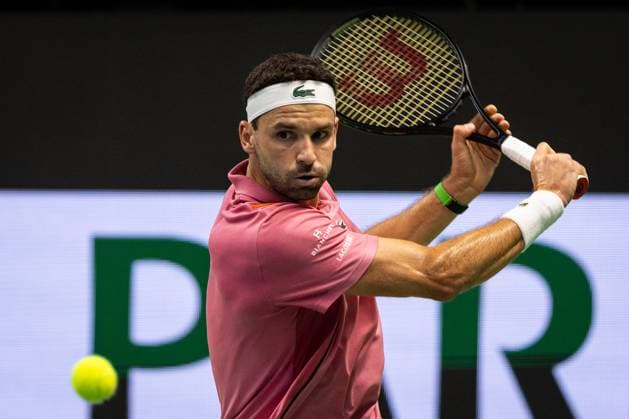 241020 Grigor Dimitrov of Bulgaria competes during the men™s final on day 9 of the ATP 250 Nordic Open on October 20, 2024 in Stockholm Photo Michael Campanella BILDBYRAN COP 313 MC0109 tennis atp 250 nordic open day 9 finals bbeng  Copyright: MICHAELxCAMPANELLA BB241020MC098