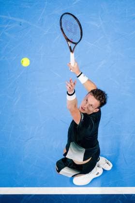 Jiri Lehecka pictured in action during a tennis match in the finals of the singles competition at the ATP, Tennis Herren European Open Tennis tournament in Antwerp, Sunday 20 October 2024. JASPERxJACOBS  x103114581x