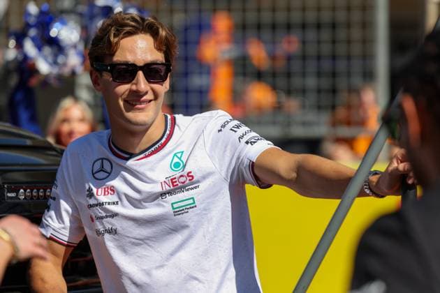 AUSTIN, TX - OCTOBER 20: Mercedes AMG Petronas F1 Team driver George Russell (63) of the United Kingdom on the track during the drivers™ parade before the Formula 1 Pirelli United States Grand Prix on October 20, 2024, at Circuit of The Americas in Austin, Texas. (Photo by David Buono Icon Sportswire) AUTO: OCT 20 F1 Pirelli United States Grand Prix EDITORIAL USE ONLY Icon2410200391