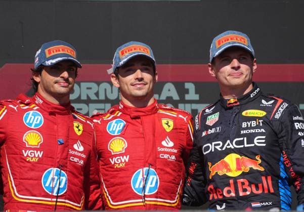 FORMULA 1 PIRELLI UNITED STATES GRAND PRIX 2024 20 10 2024, Circuit of The Americas, Austin, FORMULA 1 PIRELLI UNITED STATES GRAND PRIX 2024 ,in the picture winner Charles Leclerc MCO , Scuderia Ferrari HP, 2nd place for Carlos Sainz Jr ESP , 3rd place for Max Verstappen NLD , Oracle Red Bull Racing nordphotoxGmbHx xBratic nph00250