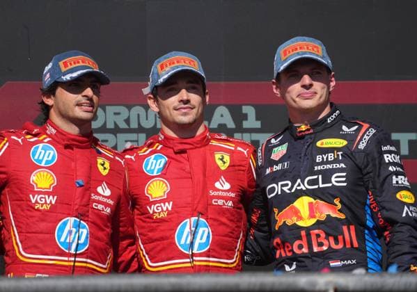 20 10 2024, Circuit of The Americas, Austin, FORMULA 1 PIRELLI UNITED STATES GRAND PRIX 2024 ,in the picture winner Charles Leclerc MCO , Scuderia Ferrari HP, 2nd place for Carlos Sainz Jr ESP , 3rd place for Max Verstappen NLD , Oracle Red Bull Racing Photo by Hasan Bratic DeFodi Images not used in POL SRB CRO FRA GBR NED ITA USA Defodi 506 20241020 hbr 2968 Defodi-506 not used in POL SRB CRO FRA GBR NED ITA USA