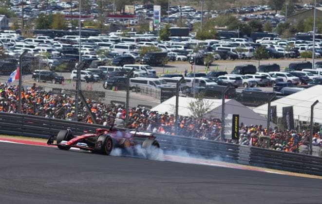 20 10 2024, Circuit of The Americas, Austin, FORMULA 1 PIRELLI UNITED STATES GRAND PRIX 2024 ,in the picture Charles Leclerc MCO , Scuderia Ferrari HP slows down Photo by Hasan Bratic DeFodi Images not used in POL SRB CRO FRA GBR NED ITA USA Defodi 506 20241020 hbr 0650 Defodi-506 not used in POL SRB CRO FRA GBR NED ITA USA