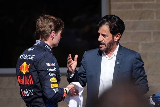 Max Verstappen NED Red Bull RB20 and Mohammed bin Sulayem UEA at Parc Ferme, Formula 1 Pirelli Grand Prix, FIA F1 World Championship, Circuit of America, Austin Texas, 20 10 2024, USA, Athlete