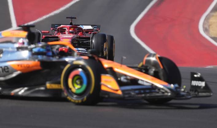 FORMULA 1 PIRELLI UNITED STATES GRAND PRIX 2024 20 10 2024, Circuit of The Americas, Austin, FORMULA 1 PIRELLI UNITED STATES GRAND PRIX 2024 ,in the picture Charles Leclerc MCO , Scuderia Ferrari HP, Oscar Piastri AUS , McLaren F1 Team nordphotoxGmbHx xBratic nph00250