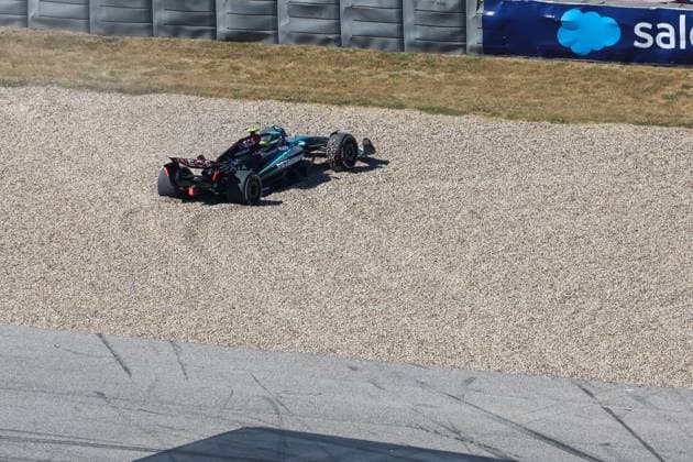 AUSTIN, TX - OCTOBER 20: Mercedes AMG Petronas F1 Team driver Lewis Hamilton (44) of the United Kingdom ends up in the stones off turn 19 during the Formula 1 Pirelli United States Grand Prix on October 20, 2024, at Circuit of The Americas in Austin, Texas. (Photo by David Buono Icon Sportswire) AUTO: OCT 20 F1 Pirelli United States Grand Prix EDITORIAL USE ONLY Icon2410200851
