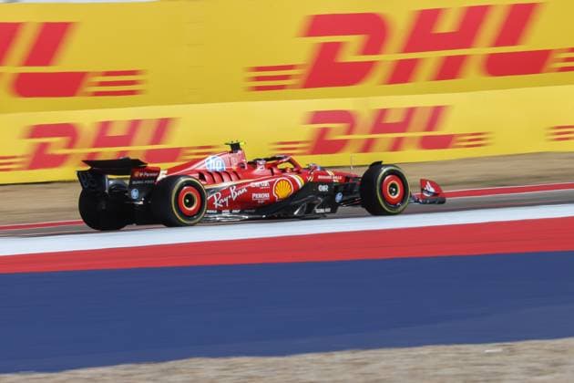 AUSTIN, TX - OCTOBER 20: Scuderia Ferrari driver Carlos Sainz (55) of Spain speeds out of turn 12 during the Formula 1 Pirelli United States Grand Prix on October 20, 2024, at Circuit of The Americas in Austin, Texas. (Photo by David Buono Icon Sportswire) AUTO: OCT 20 F1 Pirelli United States Grand Prix EDITORIAL USE ONLY Icon2410200951