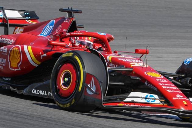 AUSTIN, TX - OCTOBER 20: Scuderia Ferrari driver Charles Leclerc (16) of Monaco drives through turn 15 during the Formula 1 Pirelli United States Grand Prix on October 20, 2024, at Circuit of The Americas in Austin, Texas. (Photo by David Buono Icon Sportswire) AUTO: OCT 20 F1 Pirelli United States Grand Prix EDITORIAL USE ONLY Icon2410200981