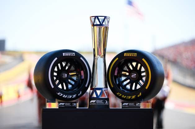 Trophies of the top three during the Formula 1 Pirelli United States Grand Prix 2024, 19th round of the 2024 Formula One World Championship, WM, Weltmeisterschaft from October 18 to 20, 2024 on the Circuit of the Americas, in Austin, United States of America - F1 - US GRAND PRIX 2024 DPPI Panoramic  241020_R19_USA_DP_EA010757