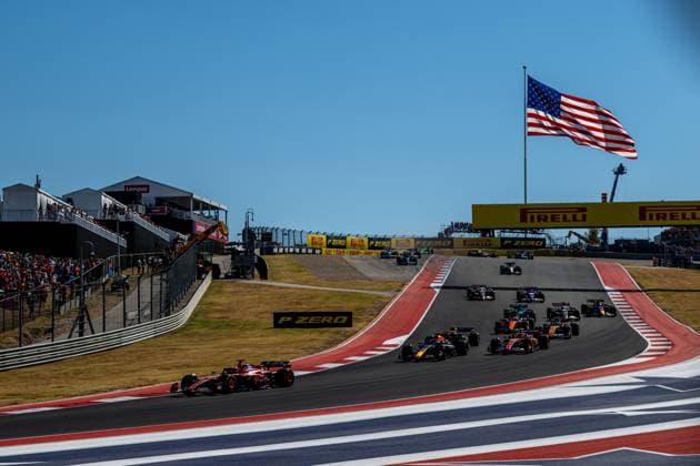 AUSTIN, TEXAS, UNITED STATES: Charles Leclerc, racing for the Ferrari team during the 2024 Formula 1 United States Grand Prix at the Circuit of the Americas in Austin, Texas, United States