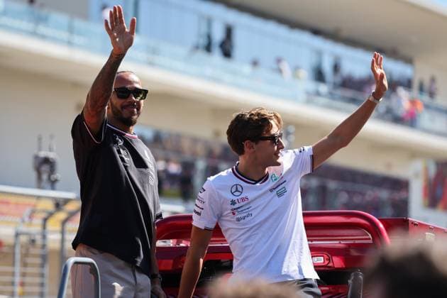 44 Lewis Hamilton GBR, Mercedes AMG Petronas F1 Team , 63 George Russell GBR, Mercedes AMG Petronas F1 Team , F1 Grand Prix of USA at Circuit of The Americas on October 20, 2024 in Austin, United States of America Photo by HOCH ZWEI Austin United States of America