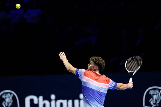 21 10 2024, Basel, St Jakobshalle, ATP Swiss Indoorss Basel, Jerome Kym SUI in action Basel St Jakobshalle Basel Switzerland Copyright: xJustPictures.ch DanielaxPorcellix jp-en-DaPo-20241021-_DP15967