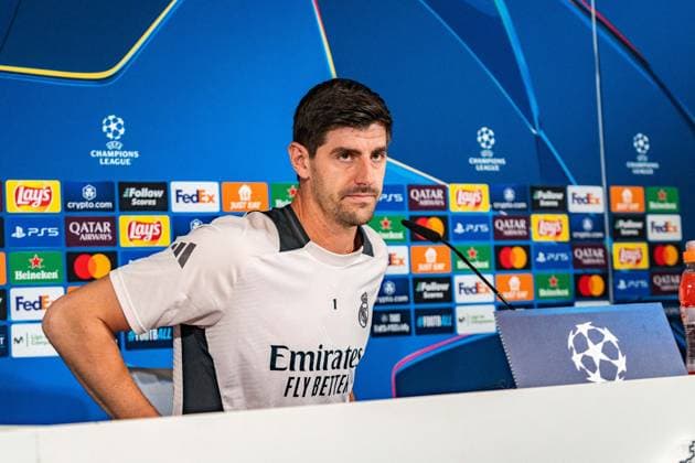 21 10 2024, Press conference before Real Madrid vs Borussia Dortmund, UEFA Champions League, Matchday 3 Thibaut Courtois press conference Copyright: xBahhoxKarax