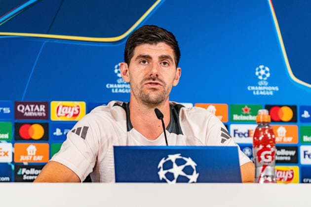 21 10 2024, Press conference before Real Madrid vs Borussia Dortmund, UEFA Champions League, Matchday 3 Thibaut Courtois press conference Copyright: xBahhoxKarax