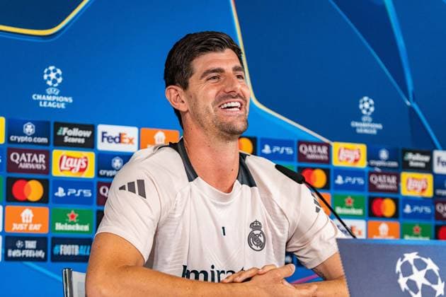 21 10 2024, Press conference before Real Madrid vs Borussia Dortmund, UEFA Champions League, Matchday 3 Thibaut Courtois press conference Copyright: xBahhoxKarax