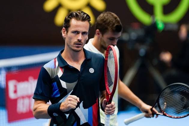 21 10 2024, Basel, St Jakobshalle, ATP Swiss Indoors Basel, Wesley Koolhof NED celebrates a point during the double match Basel St Jakobshalle Basel Switzerland Copyright: xJustPictures.ch DanielaxPorcellix jp-en-DaPo-20241021-_DP15821