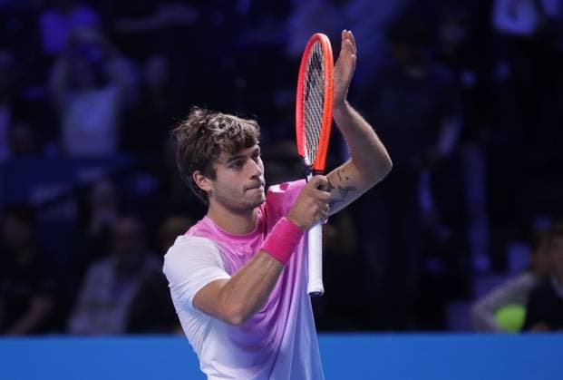 TENNIS - ATP, Tennis Herren Erste Bank Open VIENNA,AUSTRIA,21.OCT.24 - TENNIS - ATP World Tour, Erste Bank Open. Image shows the rejoicing of Flavio Cobolli (ITA).  GEPAxpictures xWalterxLuger